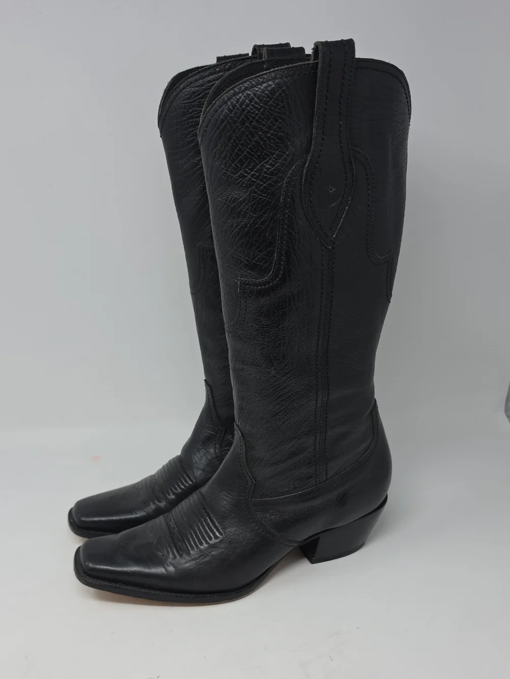Charlie Horse Sleek Black Western Leather Boots Women's Size 7.5.